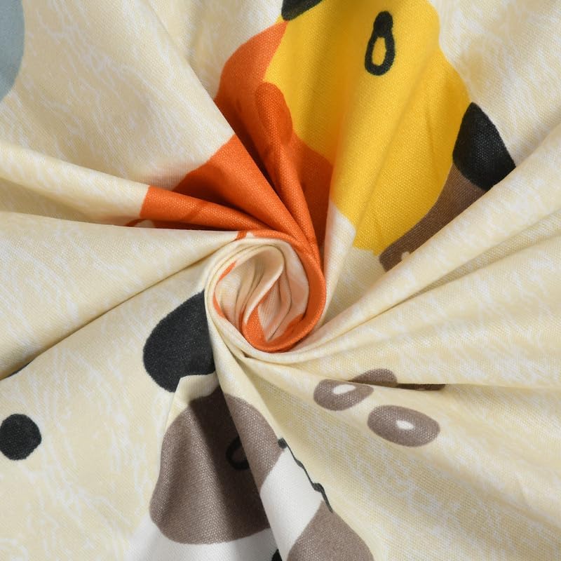 Image of RD FABS Glace Cotton Wrinkle Free Soft Hypoallergenic Single Bed Sheet with 1 Pillow Cover | Cartoon Printed Kids Bedsheet for Boys & Girls Room | 60x90 Inches | Beige Dog Print | 144 TC