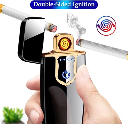 Miniatura 2 de Encendedor electrónico, mini encendedor eléctrico, resistente al viento, huellas dactilares inteligentes sin llama, plasma de encendido de doble
