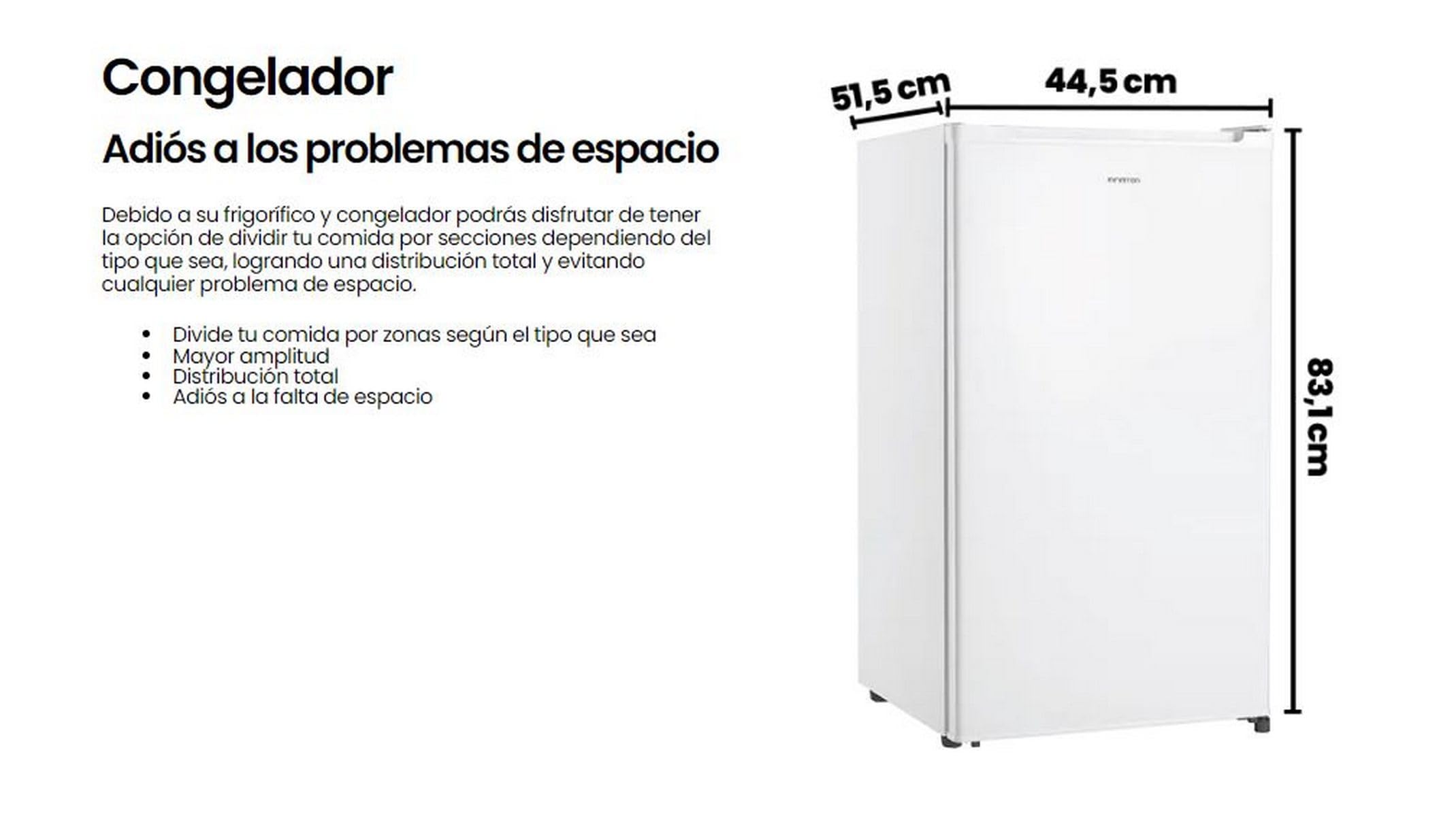 INFINITON Frigorifico Una Puerta CL-92L8WEV, 83 cm, E, 88 litros, Puerta Reversible, Blanco