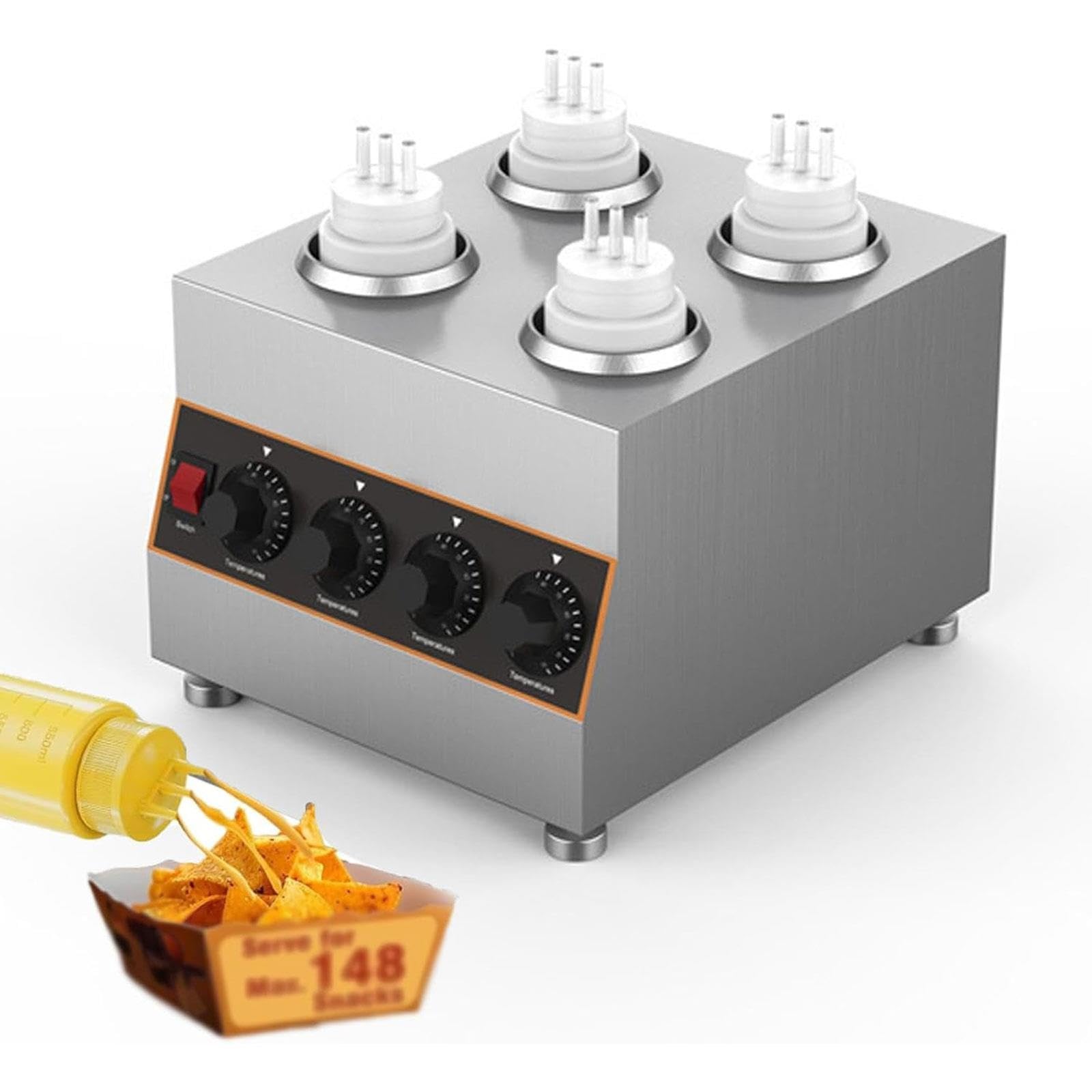 4 * 650ml elektryczny podgrzewacz butelek z sosem,regulowany 30~85℃