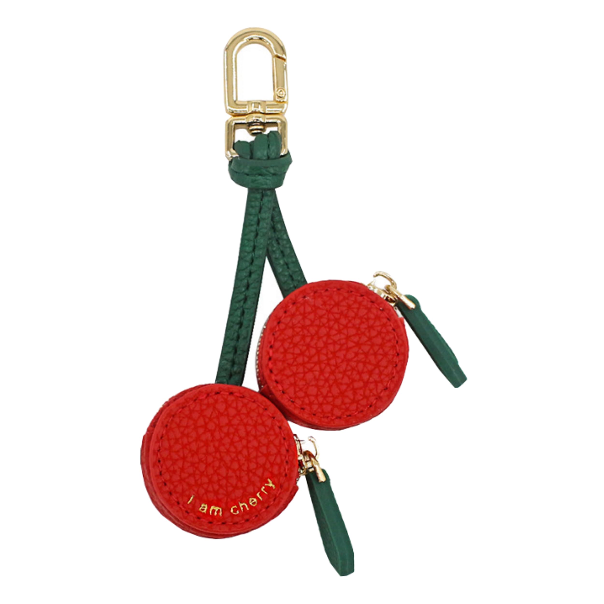 Ligficn Cute Small Cherry Mini PU Leather Handbag Keychain Small Fruit Bag Charms Coin Wallet Earphone Pouch Bag Charms for Women,Small Cherry