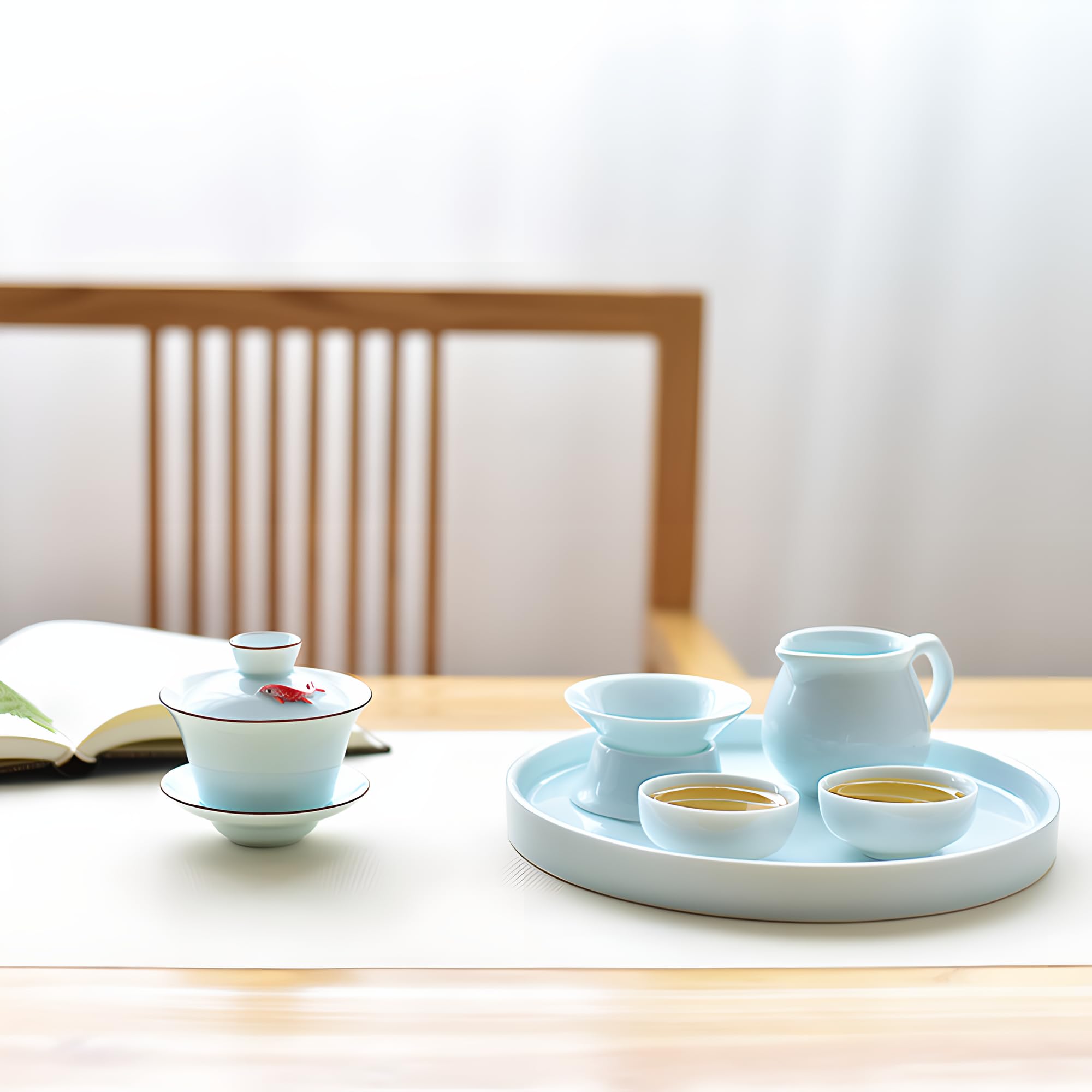 Gaiwan z kolorową rybką koi Yixing, chińską filiżanką do herbaty Gongfu, japońską filiżanką do herbaty, miseczką do herbaty z pokrywką i spodkiem (Gaiwan)