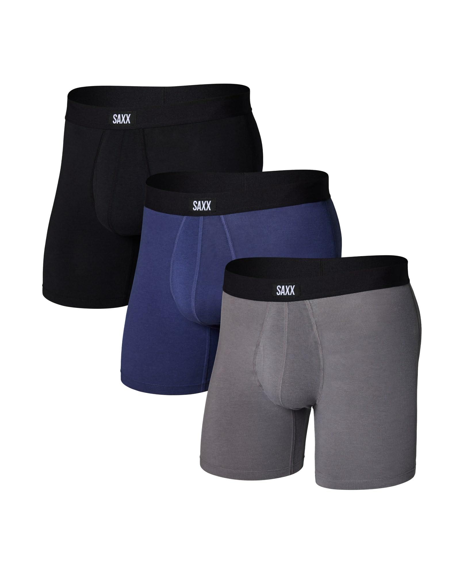 SAXX Underwear Co Mens Core Cotton Boxer Brief with Fly Pouch 3 Pack