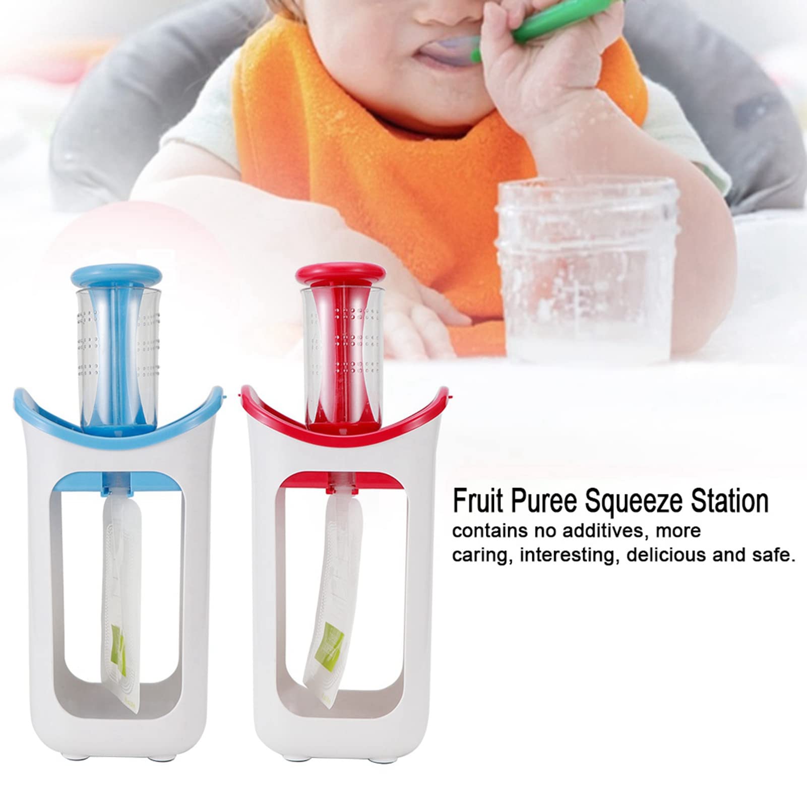 Garosa Squeeze Station – Station Remplissage Gourdes Bébé 3 Distributeurs + 10 Sacs Réutilisables
