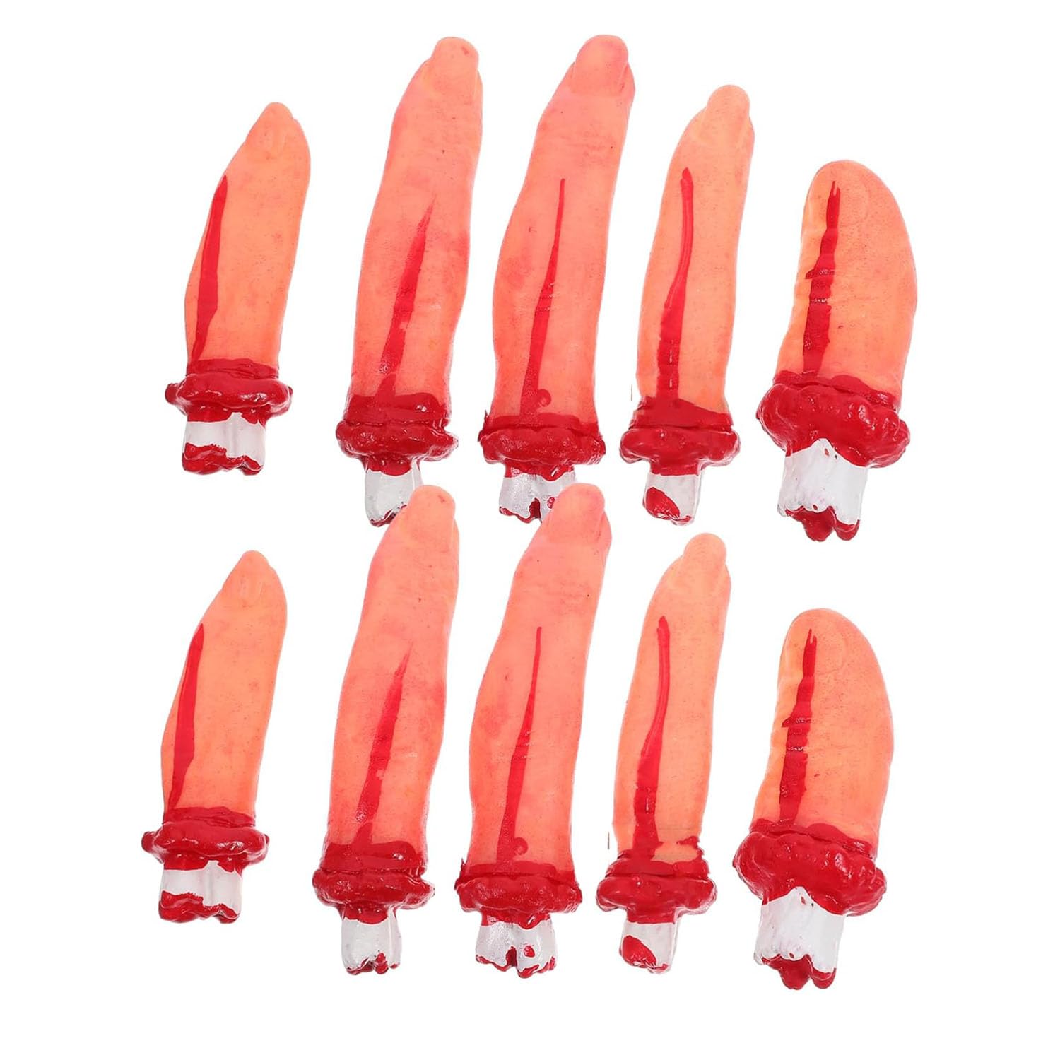 Yangwen 10Pcs Halloween Fake Fingers Props, Realistic Severed Bloody Artificial Fingers For Halloween Decor, Haunted House, Scary Party Supplies, Horror Costume Accessories, Trick Or Treat Pranks