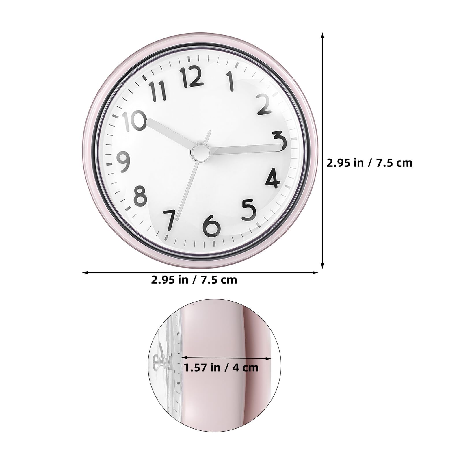 Zerodeko Reloj Mini de Pared Ventosa Resistente al Agua para Baño y Sala de Estar Diseño Funcional