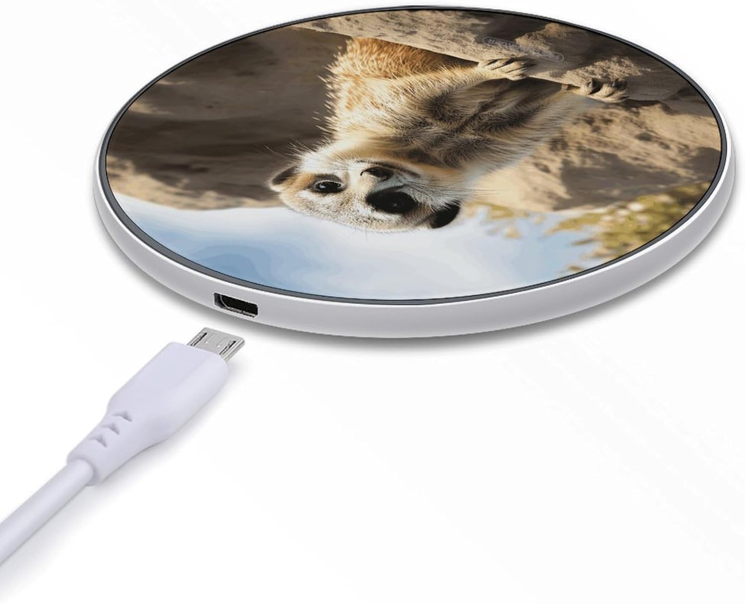 Meerkat Animal Wireless Charging Pad with USB Cable 10W Magnetic Wireless Charger Fast Charging Pad Portable Slim Charger Puck Lightweight Travel Chargings Station image 5