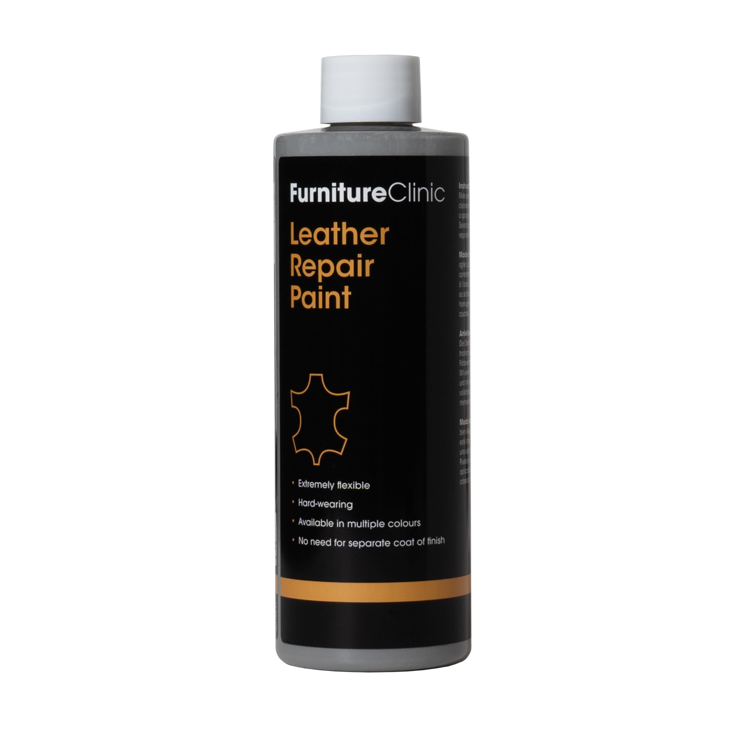 Furniture Clinic Leather Repair Paint & Dye | Self Seal Colourant for Quick and Easy Repair | Suitable for Sofas, Car Seats, Shoes, Handbags, and More - Light Grey, 500ml