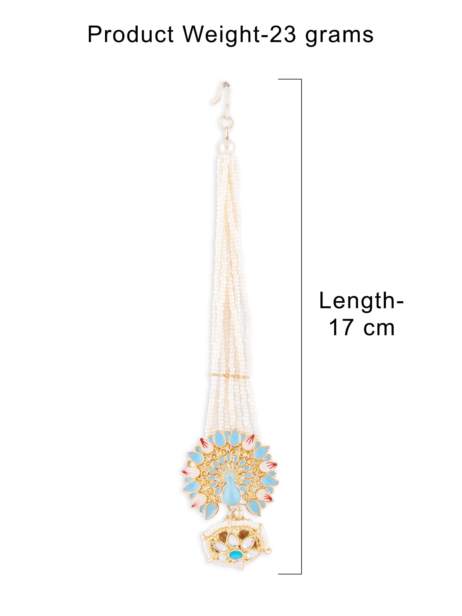 Peacock Inspired Meenakari Kundan Multistrand Pearl Borla Maangtikka