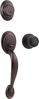 Weiser Kingsway Venetian Bronze Front Door Lock and Handle Set, Deadbolt Lock and Handleset with Fairfax Interior Door Knob, Front Door Handles with Lock/Front Door Lock, Traditional Home Décor