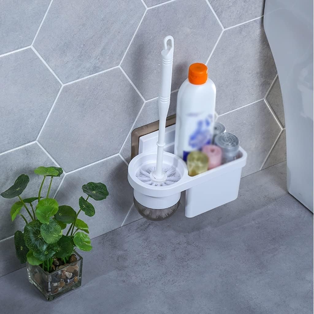 Toilet Brush Holder Toilet Brush Holder Household Long Handle Toilet Cleaning Brush Bathroom Wall-mounted Cleaning Brushs 360° No Dead end Toilet Bowl Brush Rack Set Toilet Brush Holders