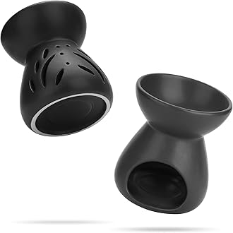 ComSaf Essential Oil Candle Warmers Burner Wax Melt, 2 Pack Black Romatherapy Burner Ceramic Oil Burner Home Bedroom Decor Christmas Housewarming Gift