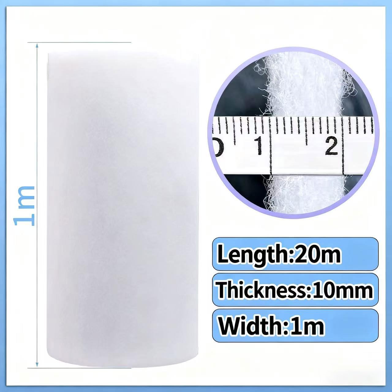 Wata filtrująca akwarium 5 mm/10 mm/20 mm - pianka filtracyjna do polerowania wody - mechaniczny filtr medialny do kryjącej klimatyzacji szerokości 1 metr (rozmiar: 1x20 m/39,37 x 787,4 cala