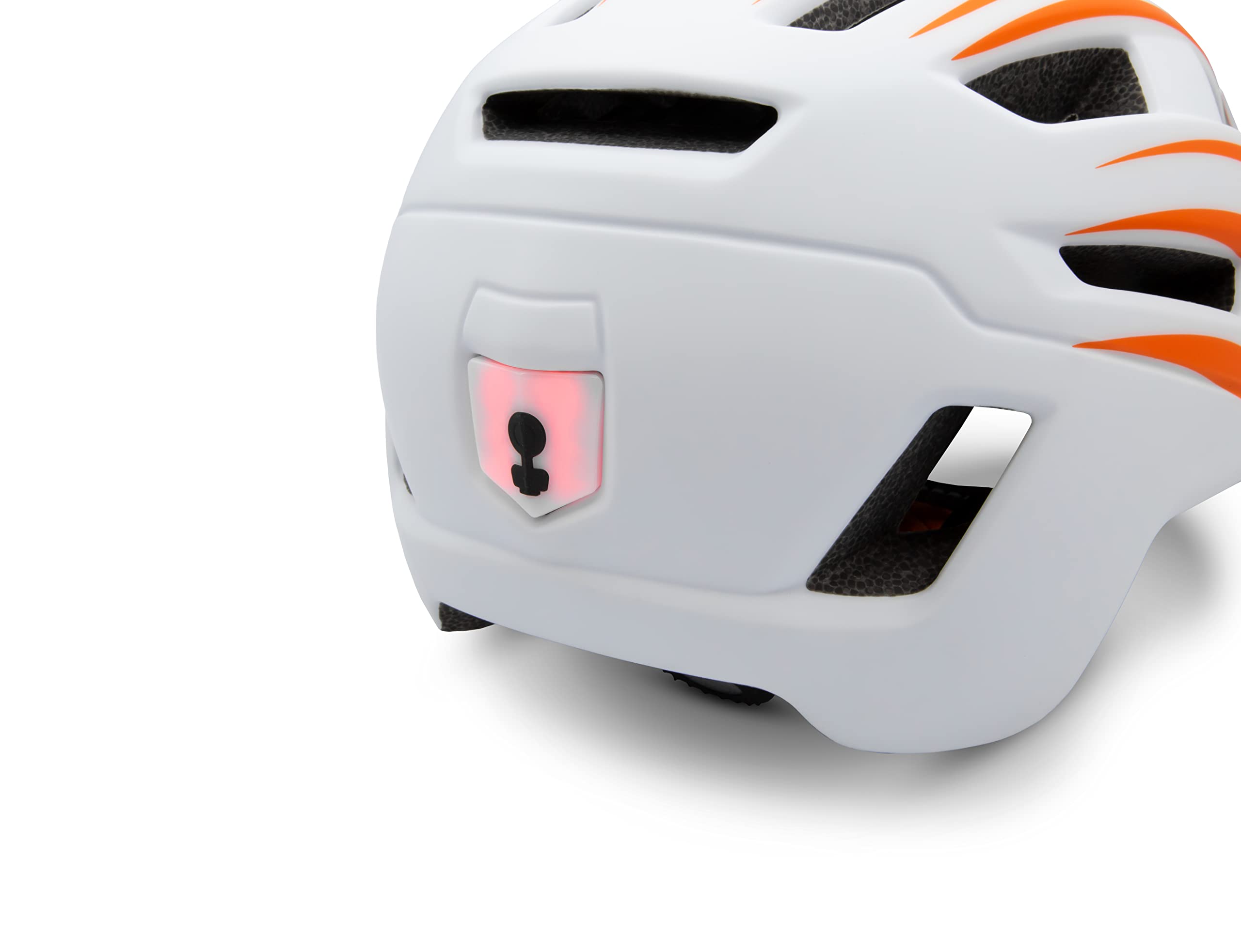 Energy Helmet, Casco Protettivo con Visiera e luci per Bici, ebike e Monopattino Elettrico Unisex Adulto, Bianco e Arancione, L