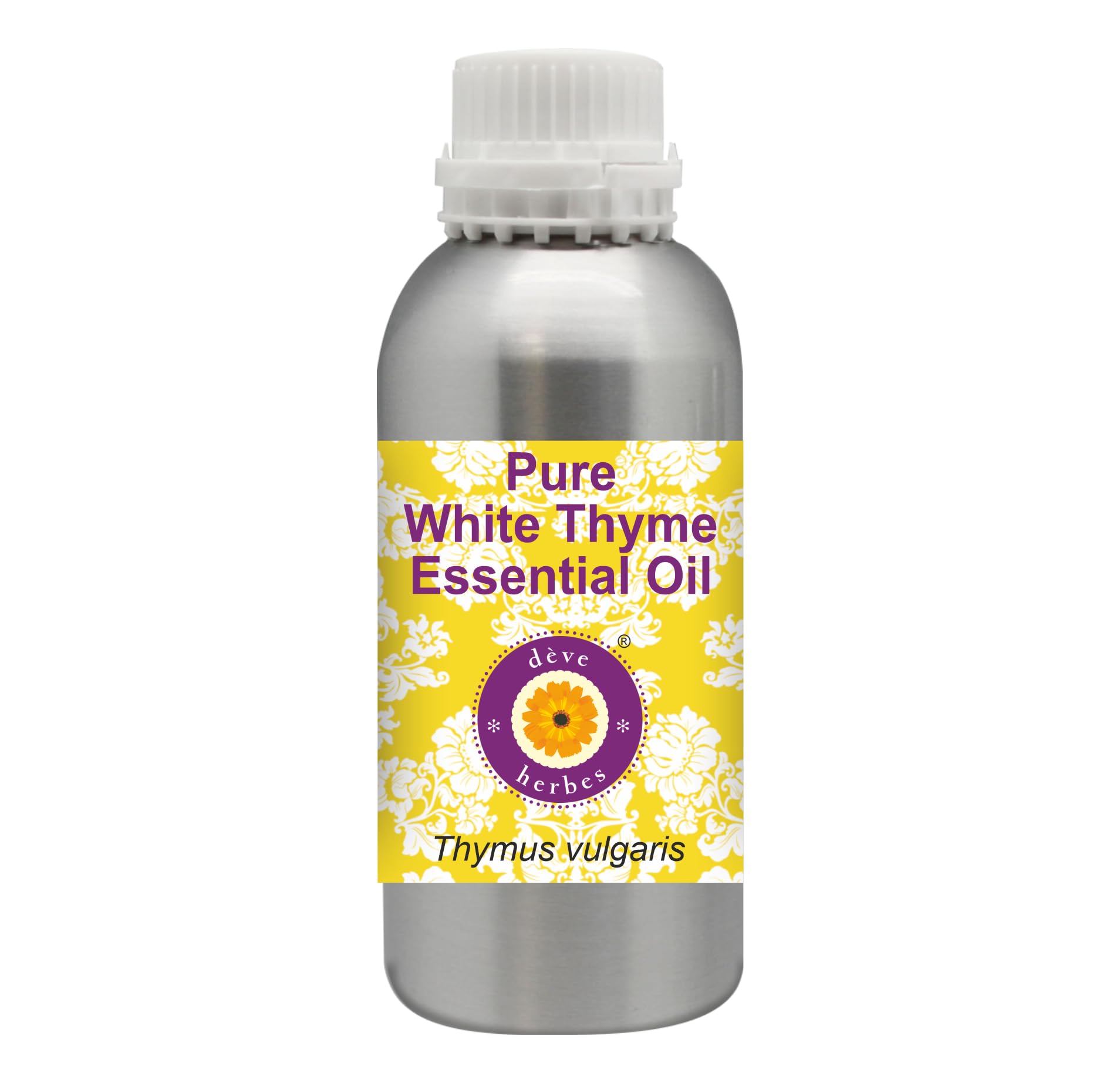 dève herbes Pure White Thyme Essential Oil (Thymus vulgaris) Natural Therapeutic Grade Steam Distilled 630ml (21 oz)