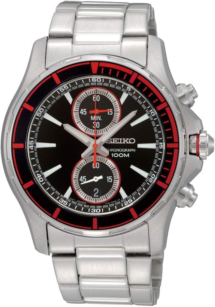 Seiko Men's SNN247 Sports Stainless-Steel Black Chronograph Dial Watch