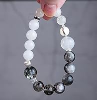 Vista 11 de Precious Gemstone Natural Crystal Healing Bracelet, Rutilated Quartz, Moonstone, Quartz Handmade Original Design Bracelet