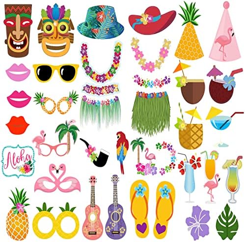 36 Stück Hawaii Photo Booth Props - Party Foto Requisiten Bunt