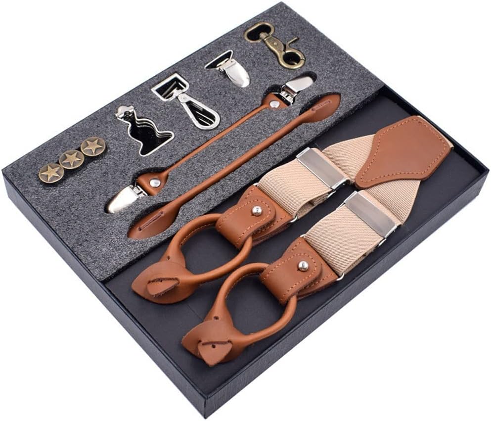 Multifunction Men Suspenders Leather Trousers Strap for Pants Clothing Accessories