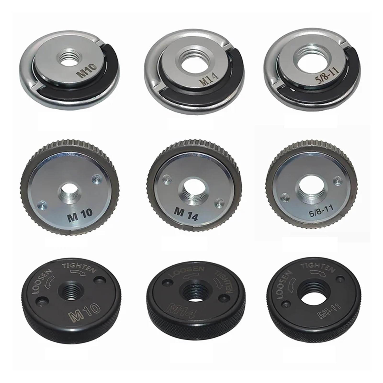 Angle Grinder Self-Locking Pressing Plate M10 M14 5/8-11 Thread Platen Quick Release Flange Nut Power Chuck Tool(A-5-8-11)