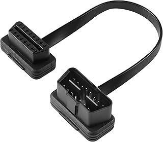 CERRXIAN 1FT 0.3M OBDII OBD2 Right Angle 16 Pin Male to Female Extension Cable, OBDII Scan Tool Diagnostic Extender Cord C...