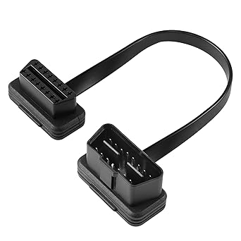 1FT 0.3M OBDII OBD2 Right Angle 16 Pin Male to Female Extension Cable, OBDII Scan Tool Diagnostic Extender Cord Convert Adapter