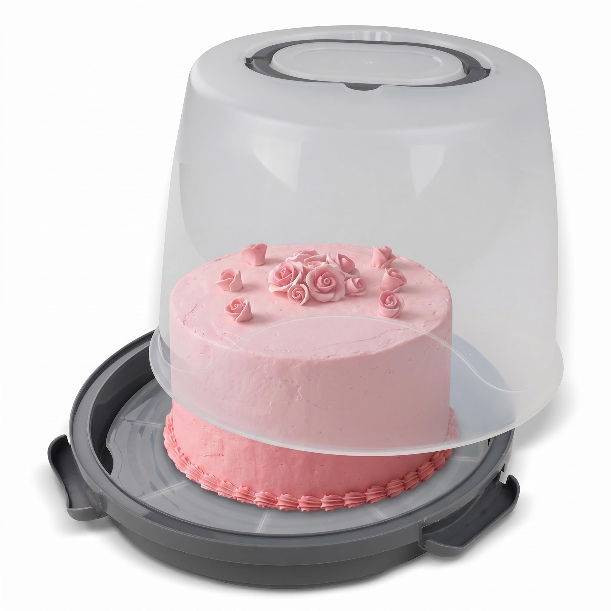 Dr. Oetker Boîte de transport pour gâteau extra haute - Boîte de transport ronde avec étagère - Espace pour gâteaux et tartes de 20 cm de haut (avec décoration jusqu'à 20 cm)