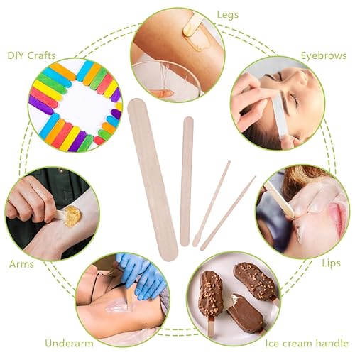 Miniatura 6 de 500Pcs Wax Strips and Wax Applicator Sticks Kit, Includes 400Pcs Wooden Wax Sticks 100Pcs Non Woven Waxing Strips, Eyebrow Waxing Strips, Body Wax