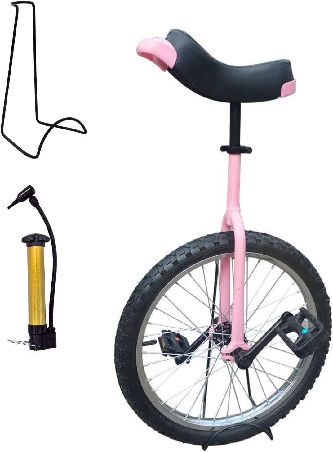 Adjustable Unicycle for Adults Aluminum Unicycle with Stand for Fun Fitness and Balance Training (Pink, 20")