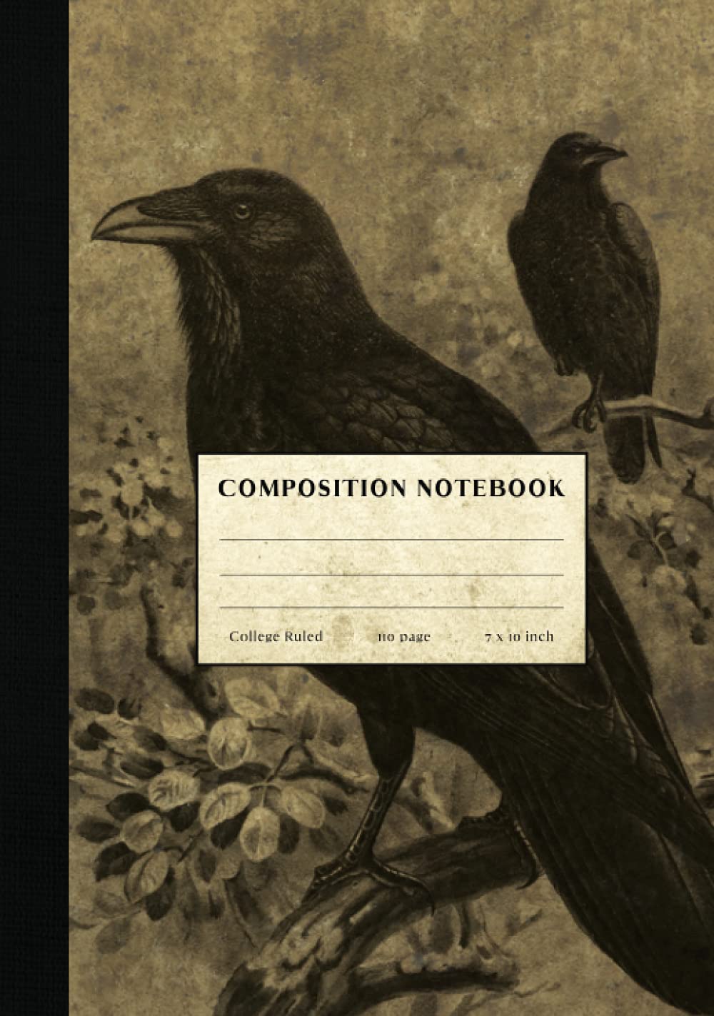 Raven Composition Notebook: College Ruled Paper Journal for Home School College or Work. Gift for Students & Teachers. Vintage Style Raven Blackbirds Hardcover