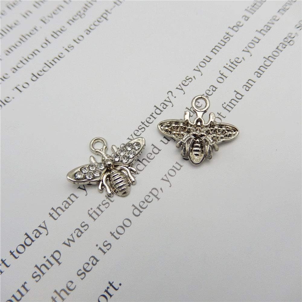 20 Pack Assorted Crystal Rhinestones Enamel Metal Honeybee Crafts Gold Silver Bee Charms Bracelets Earrings Necklaces Pendants Findings DIY Jewelry Making 20x17mm - Image 3