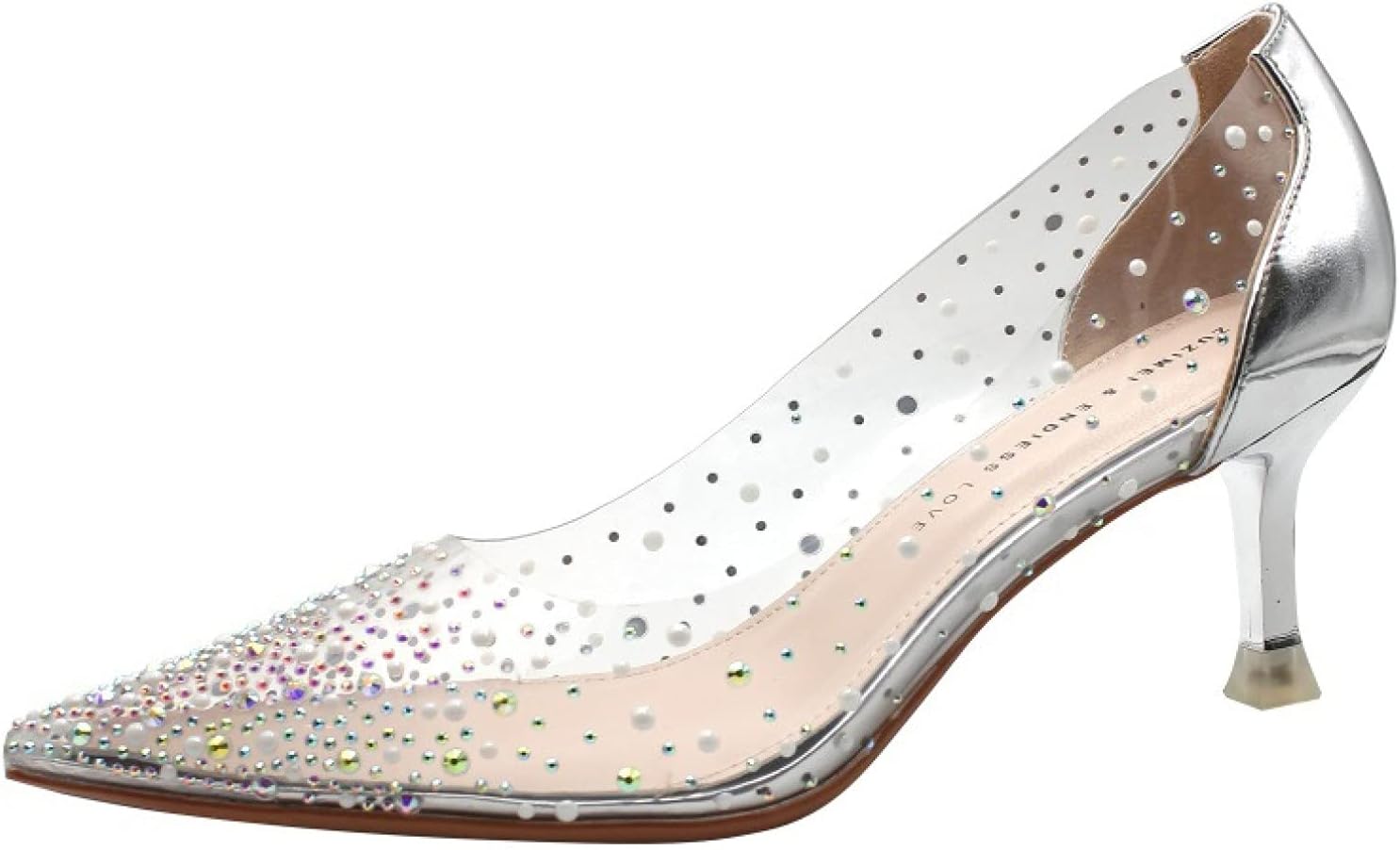 open lace back dress Amazon.com | FSJ Women Clear Thin High Heel Closed Toe Pumps Sexy  Transparent Pointed Toe Slip On Wedding Party Prom Dress Shoes Size 4 Black main image 1