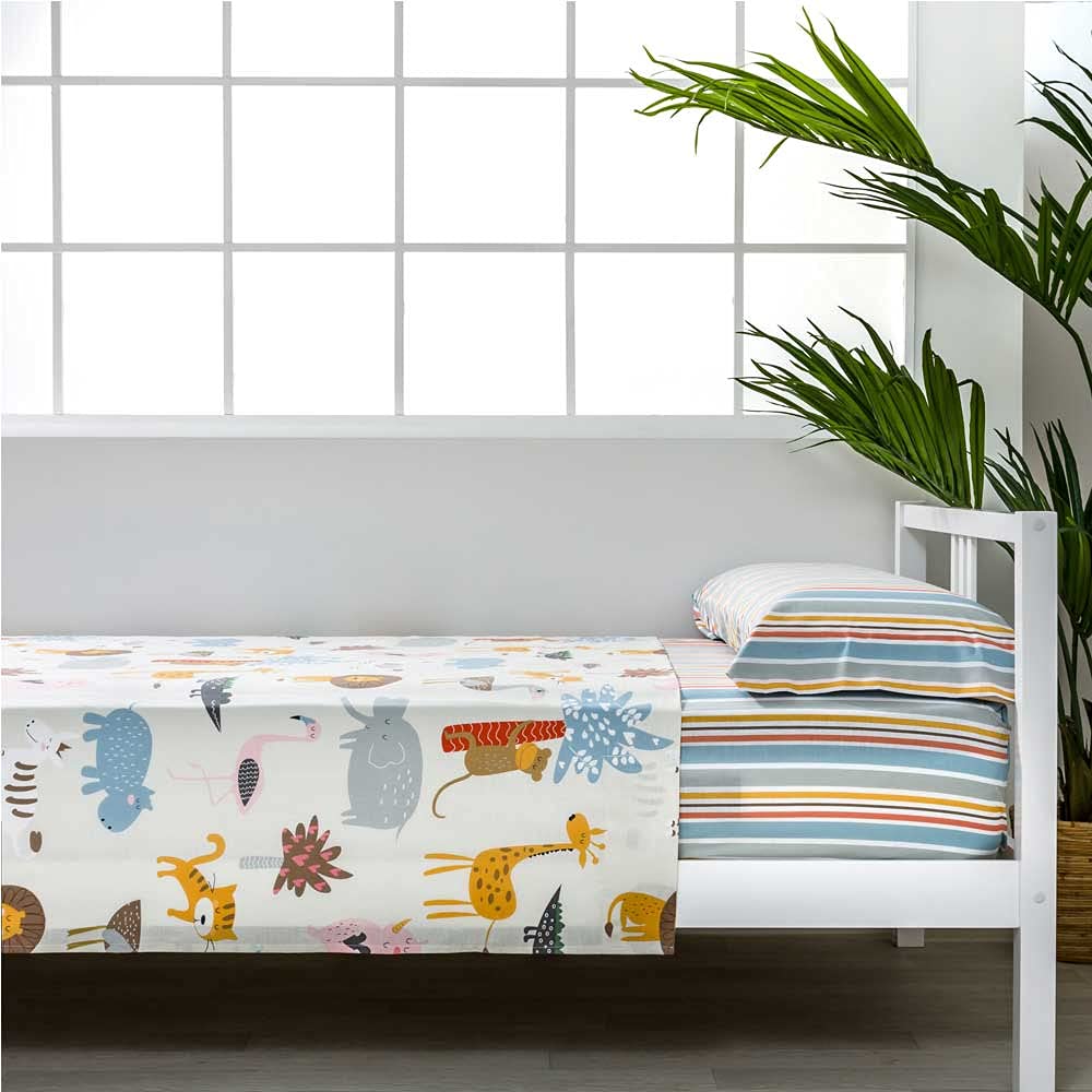 COTTON ARTean Juego de sabanas Infantil/Juvenil SALBURUA para Cama de 90 x 190/200 100% algodón Multicolor