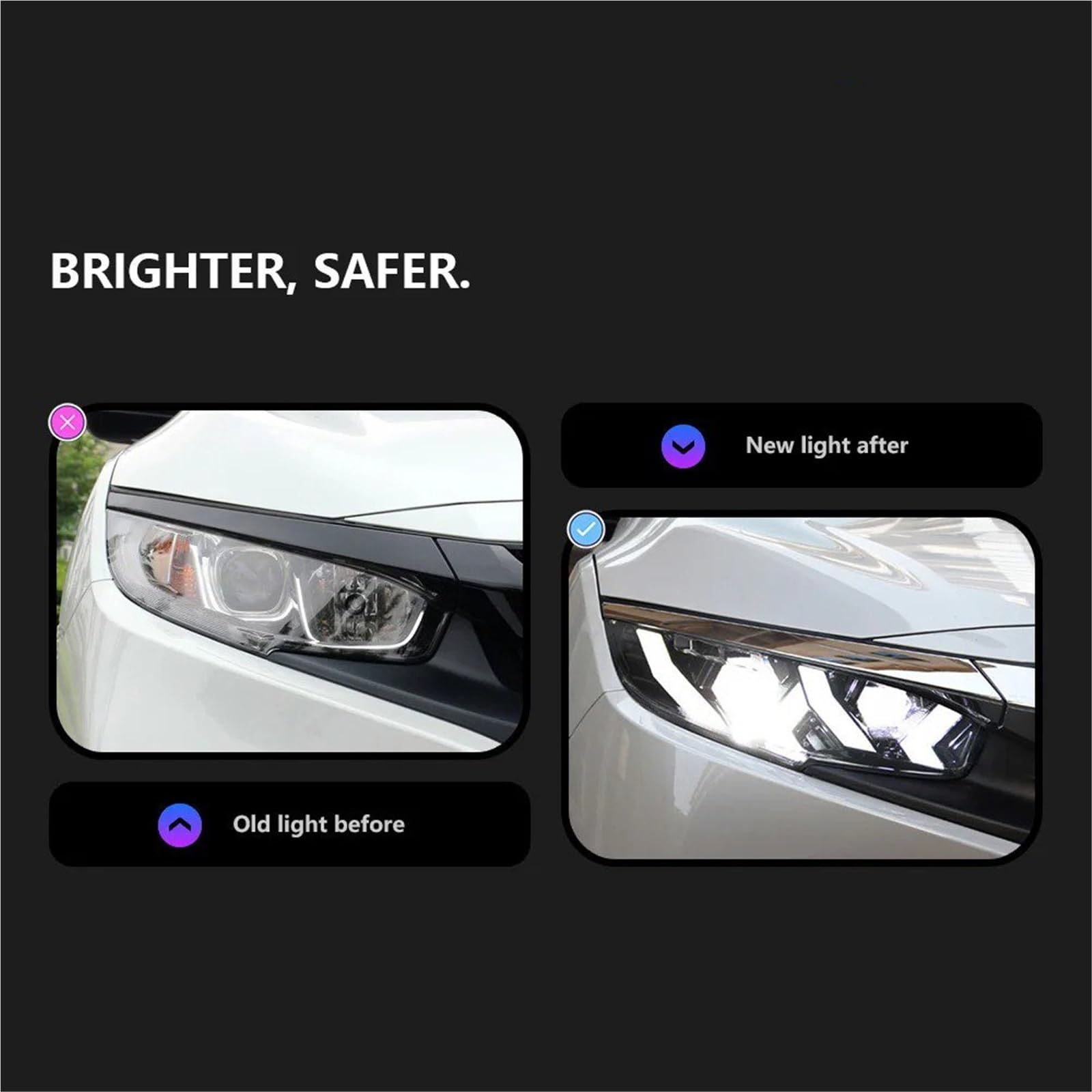 Gruppo Faro per Auto per Civic X G10 2016-2021 Faro Anteriore Faro Anteriore DRL Indicatore di direzione Good Beam Angel Eye Lente proiettore()