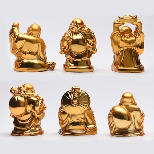 Vista 41 de BRABUD 1'' Red Resin Laughing Buddha Maitreya Figurines Collection Gift Home Office Desk Decor Flower Pot Statue Decoration Set of 6 Juego rojo