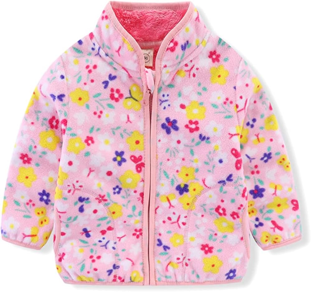 Feidoog Toddler Kids Polar Fleece Warm Jacket Baby Boys Girls Autumn Winter Zip-up Lightweight Long Sleeve Jacket