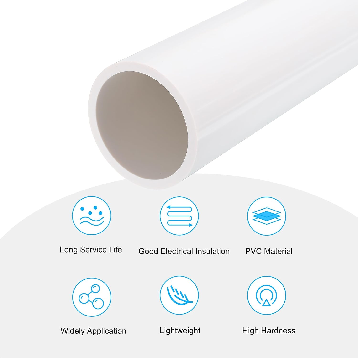 MECCANIXITY PVC Rigid Tube Round Pipe Hardware Tubing 63.8mm(2 1/2 inch) ID 75mm(3 inch) OD 350mm White High Impact for Water Pipe Crafts Cable Sleeve