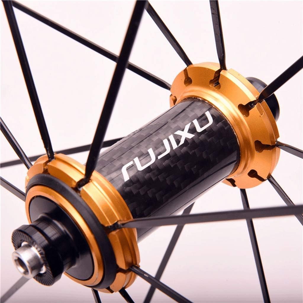 Ruedas de Bicicleta Ruedas Delanteras y traseras de Bicicleta 700C Freno de llanta de Alta Velocidad Cartucho de Fibra de Carbono rodamiento Sellado