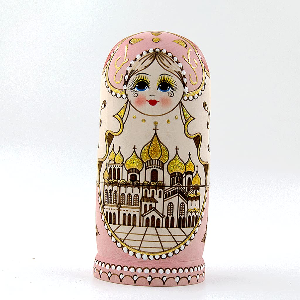 Matrioszka Toren Patroon Russische Nesten Poppen Matryoshka Houten Stapelen Geneste Set 7 Stuks Handgemaakte Ambachten Collectible Poppen Speelgoed Set zabawny prezent