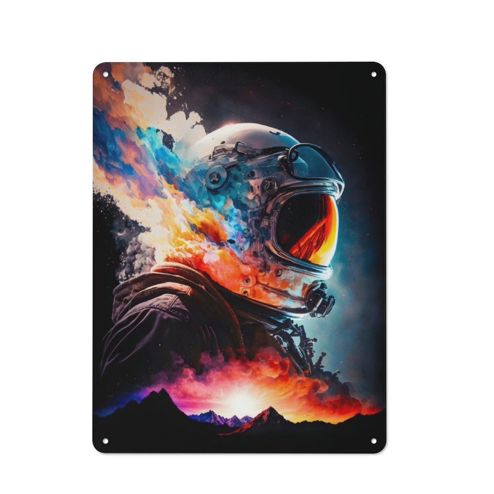 Junmoney Astronaut Portrait 01 Rustic Metal Plaque 40X30cm For Guest Room Or Hallway, For Home Interiors, Feature Walls And Decorative Displays