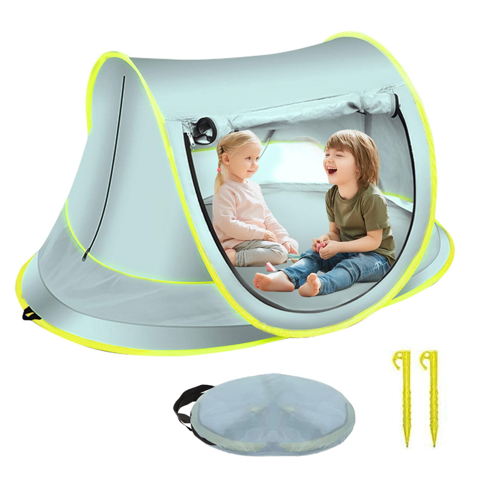 Tente de Plage Pop Up Abris de Plage, Tente Anti-UV Bébé, Haute Protection Solaire FPS 50+, Abri de Plage pour Tentes pour Enfantts, Utilisation Extérieure & Intérieure, 140x95x60 CM