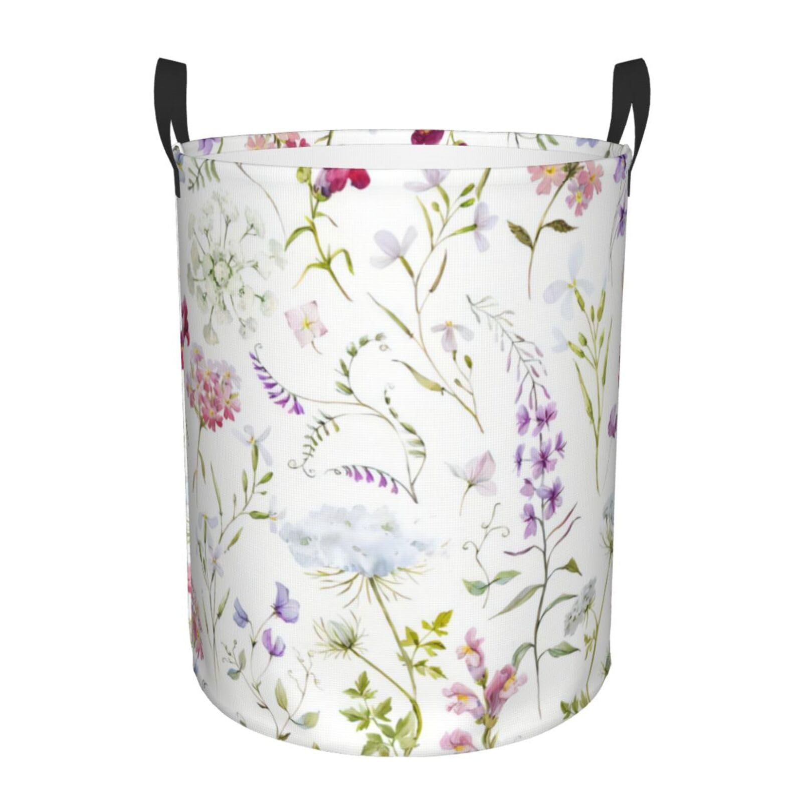 S Circular Hamper – Collapsible Floral Pattern Print Laundry Basket