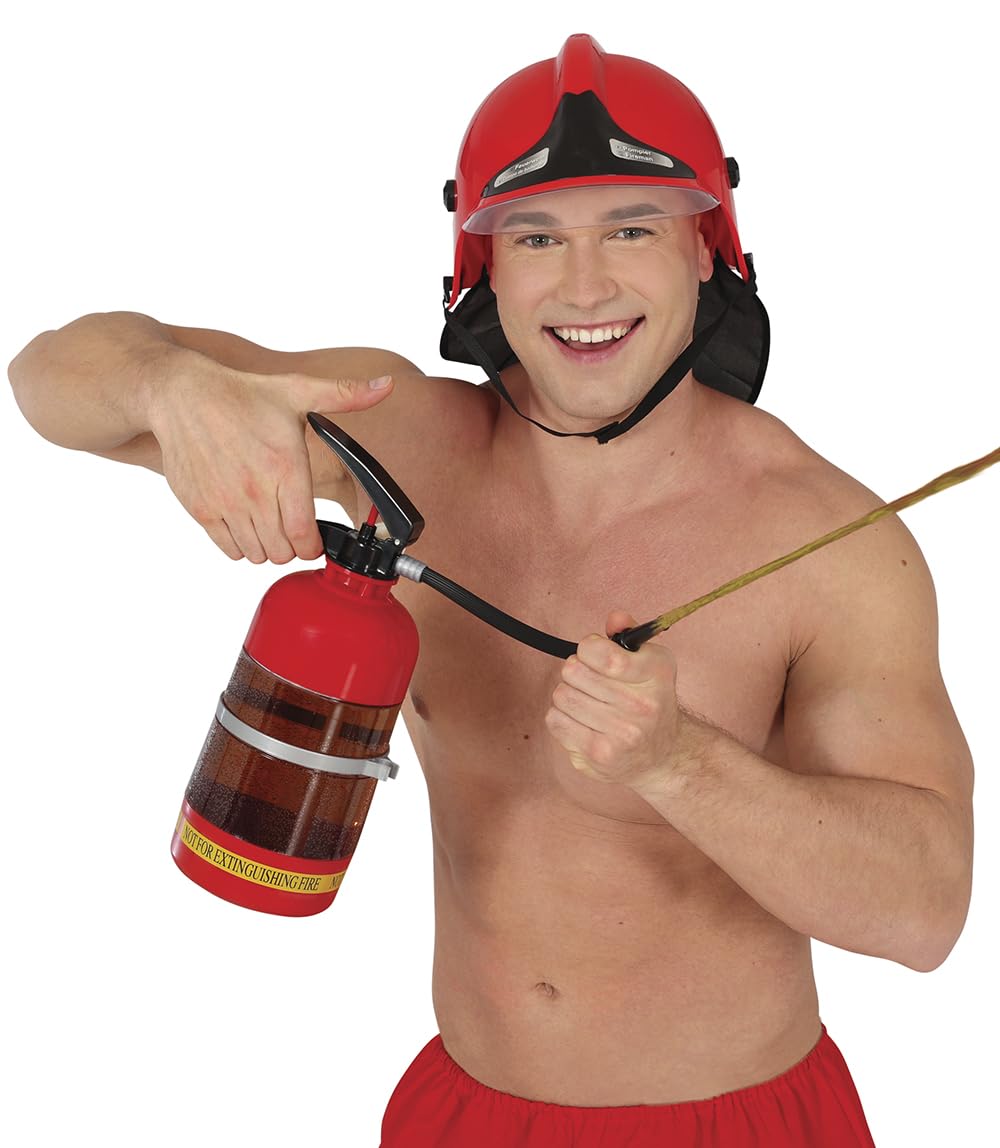 FIESTAS GUIRCA | Fire Extinguisher for Drinks (2 Litres) - Party Accessory for Firefighter Celebrations and Themed Events - Ideal for Halloween and Carnival - For Adults - Red
