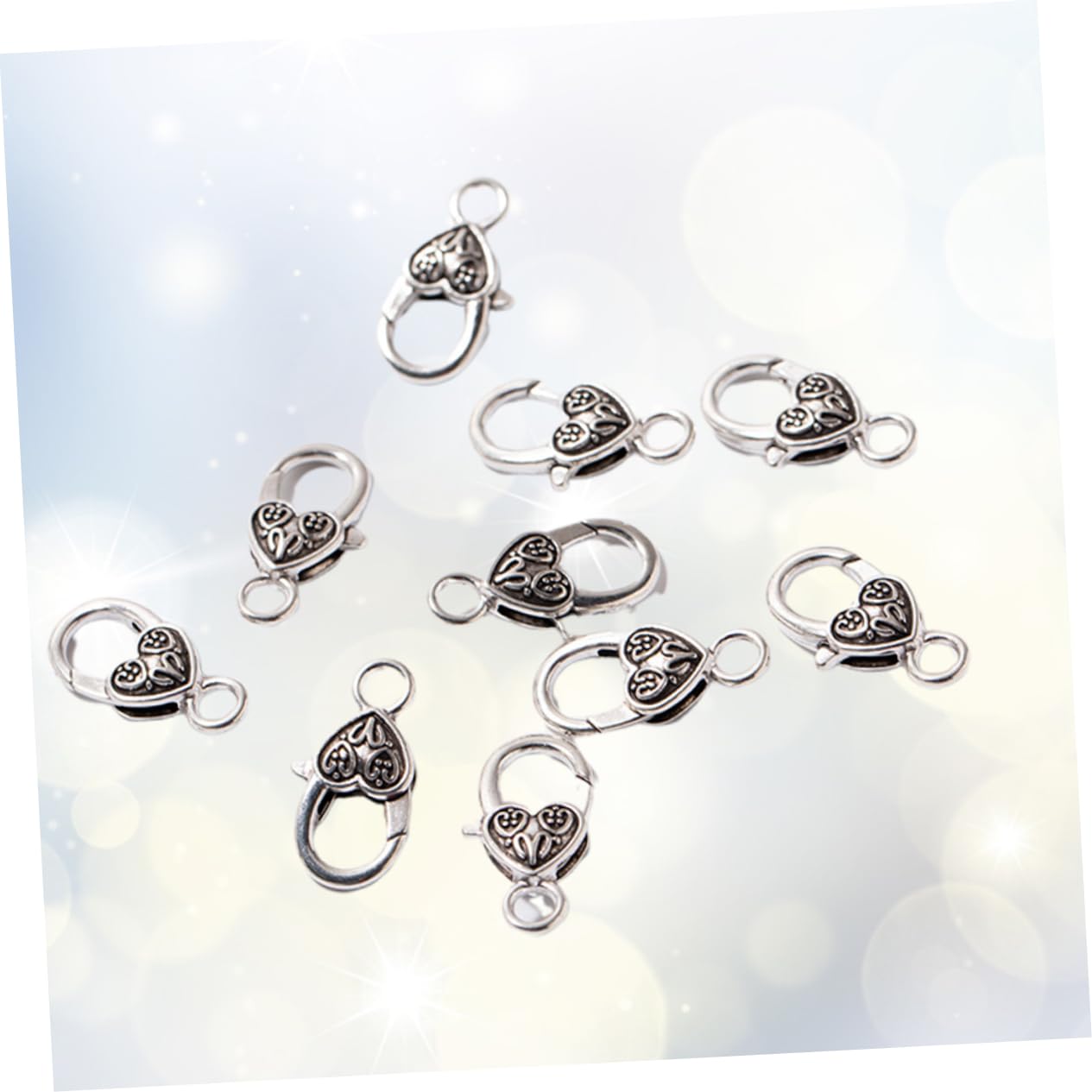 120stücke Vintage Silberne Schnallen Herzförmige Verschlüsse Für Schmuckherstellung Für Halsketten Und Armbänder