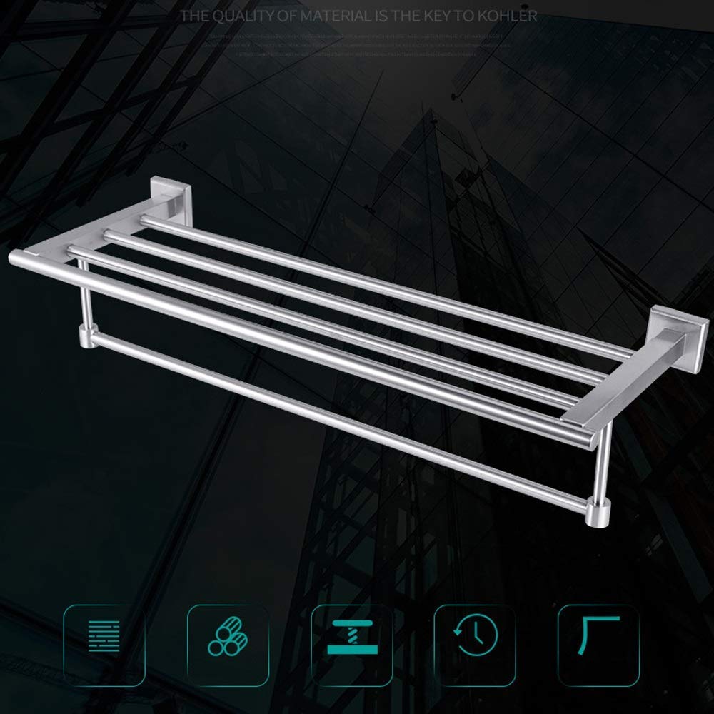 Portasciugamani, mensola da Bagno in Acciaio Inox con Gancio, Multifunzione, da Parete, per Bagno, Cucina e Cucina/Stile 1