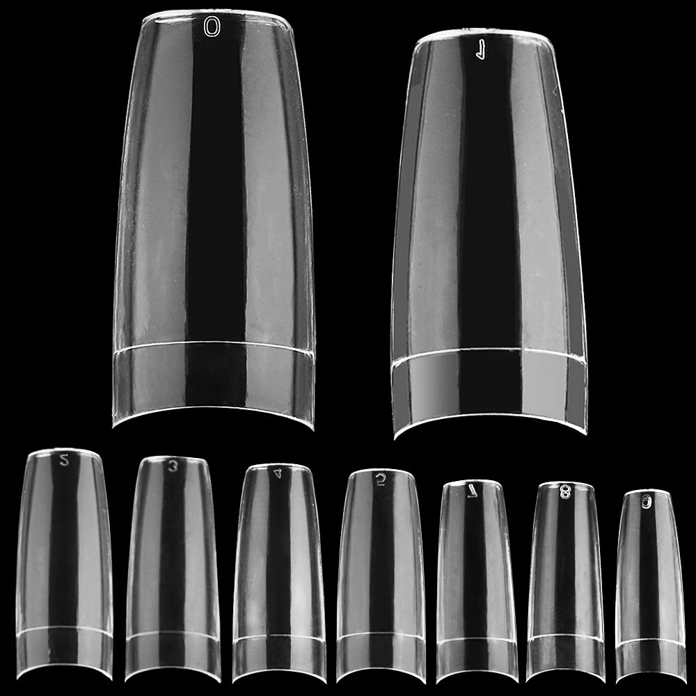 Coffin Nails Soft Gel Nails Tips Hisight 500pcs Press On Nails Full Cover Long Coffin Gelly Tips Clear False Nails 10 Sizes for Nail Salons and DIY Nail Art