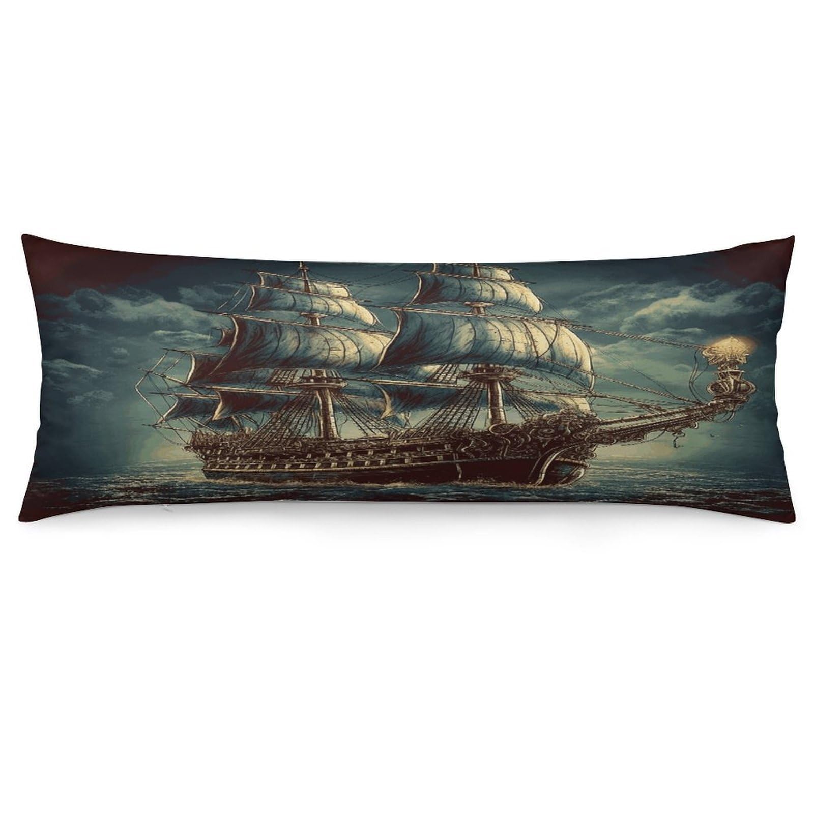 Nautical Vintage Sailing Pirate Ship Throw Pillow Cover Soft Pillow Case Decorative Lumbar Pillow Cover Cozy Throw Pillowcase Polyester Rectangular Cushion Case Decor for Couch Sofa Bed