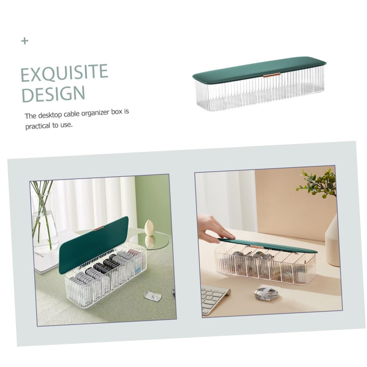 Angoily Boîte De Rangement pour Câbles Électroniques 3 Pièces avec Couvercle