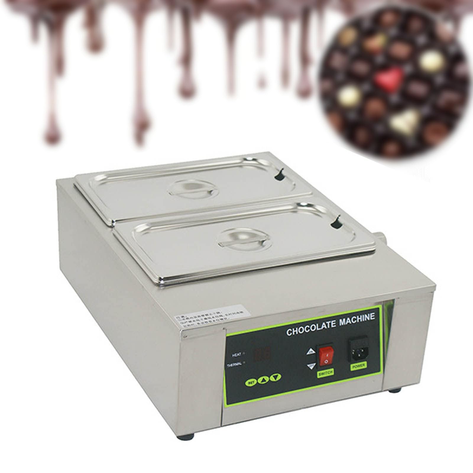 Chocolate Melting Machine, With 2 Pots 4kg Capacity, 1000W Chocolate Cream Tempering Machine, 0-95? Adjustable, Stainless Steel, For Hotels, Restaurant, Home Use, Food Shop
