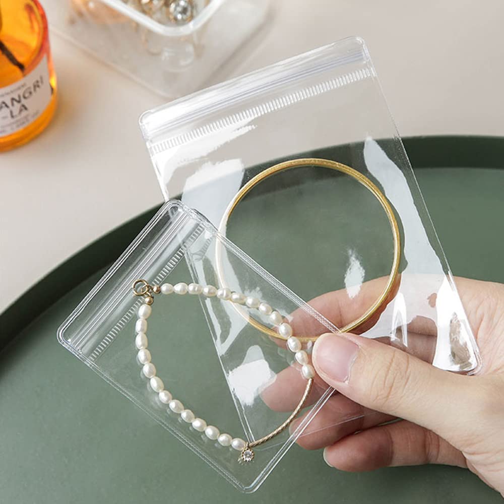 100 Pieces 2x2.7 Inch Self Seal Jewelry Bags - Clear Zipper Lock Plastic Storage Bags